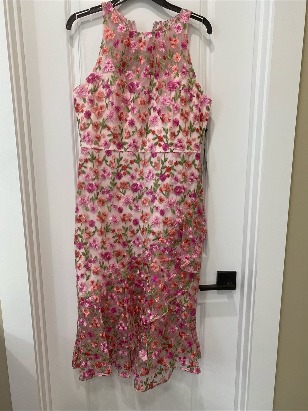 NWT Adrianna Papell Pink Multi Floral Halter Midi Dress size 10
